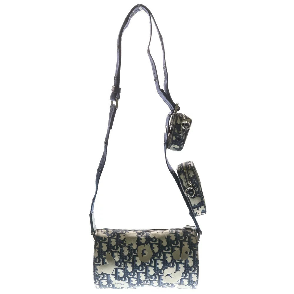 Dior Oblique Roller Bag Shoulder Denim Navy gray  Blue Tears Christian